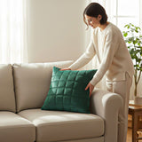 SOGA 2X Quilted Cushion 50cm Emerald Green Grid Pattern Soft Padded Decorative Throw Pillow
