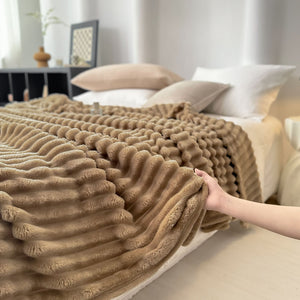 SOGA 2x 150x200cm Warm & Cozy Flannel Polyester Throw Blanket Light Brown