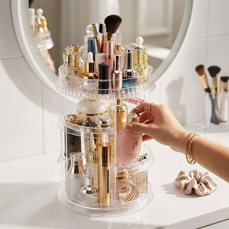 SOGA 360 Degree Rotating Makeup Organiser Cosmetics Holder Display Stand Skincare Home Decor