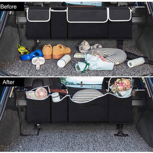 SOGA 4X Oxford Cloth Car Storage Trunk Organiser Backseat Multi-Purpose Interior Accessories Black