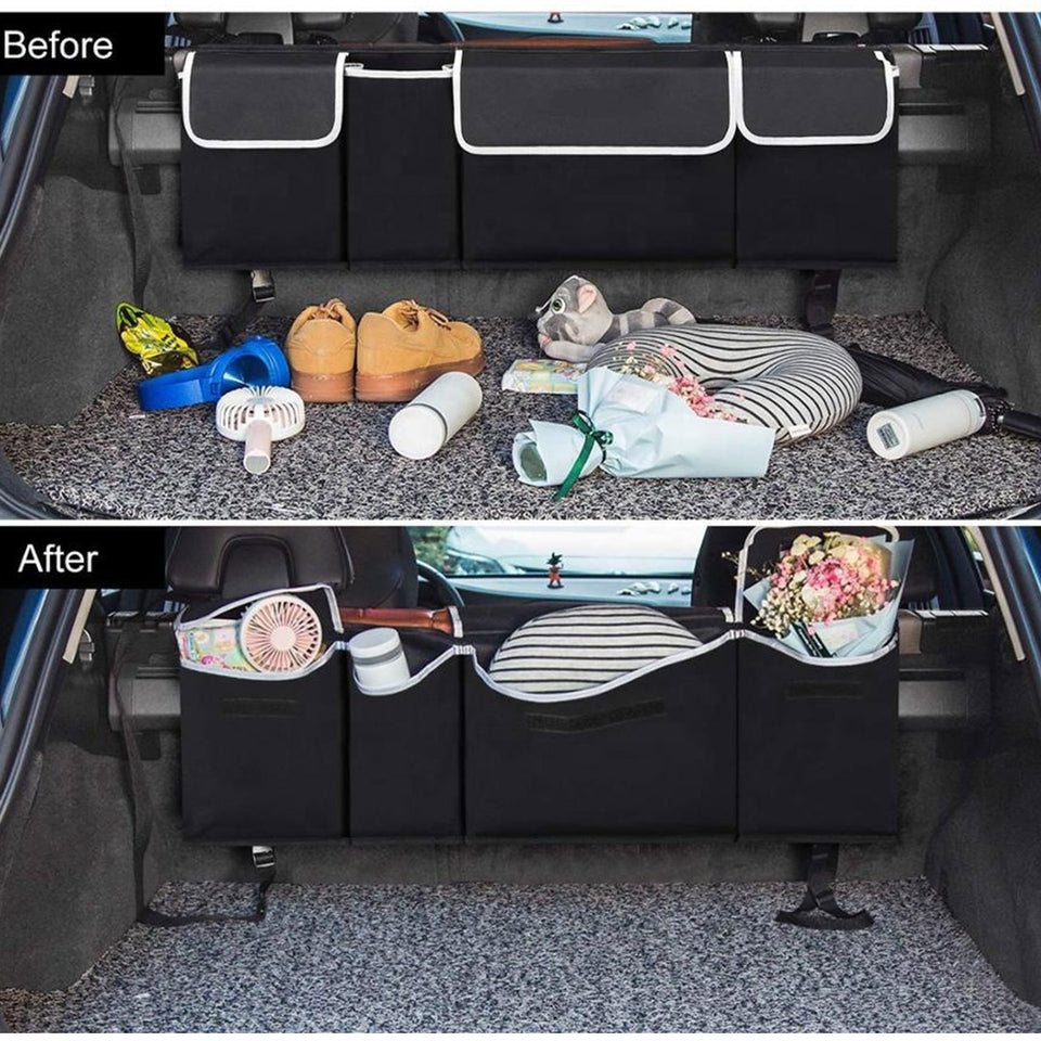 SOGA 4X Oxford Cloth Car Storage Trunk Organiser Backseat Multi-Purpose Interior Accessories Black