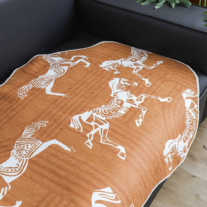 SOGA One-Seater Orange Horse Print 90x90cm Throw Blanket Sofa Cover