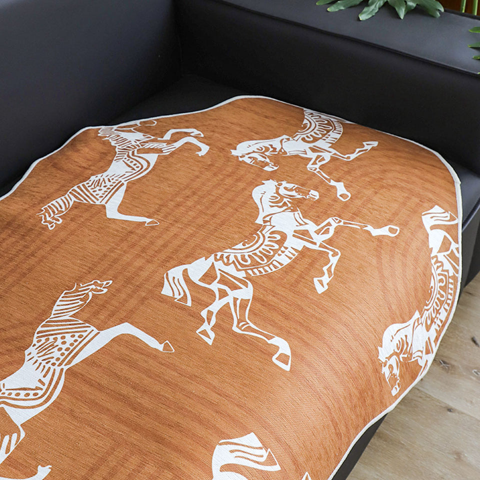 SOGA One-Seater Orange Horse Print 90x90cm Throw Blanket Sofa Cover