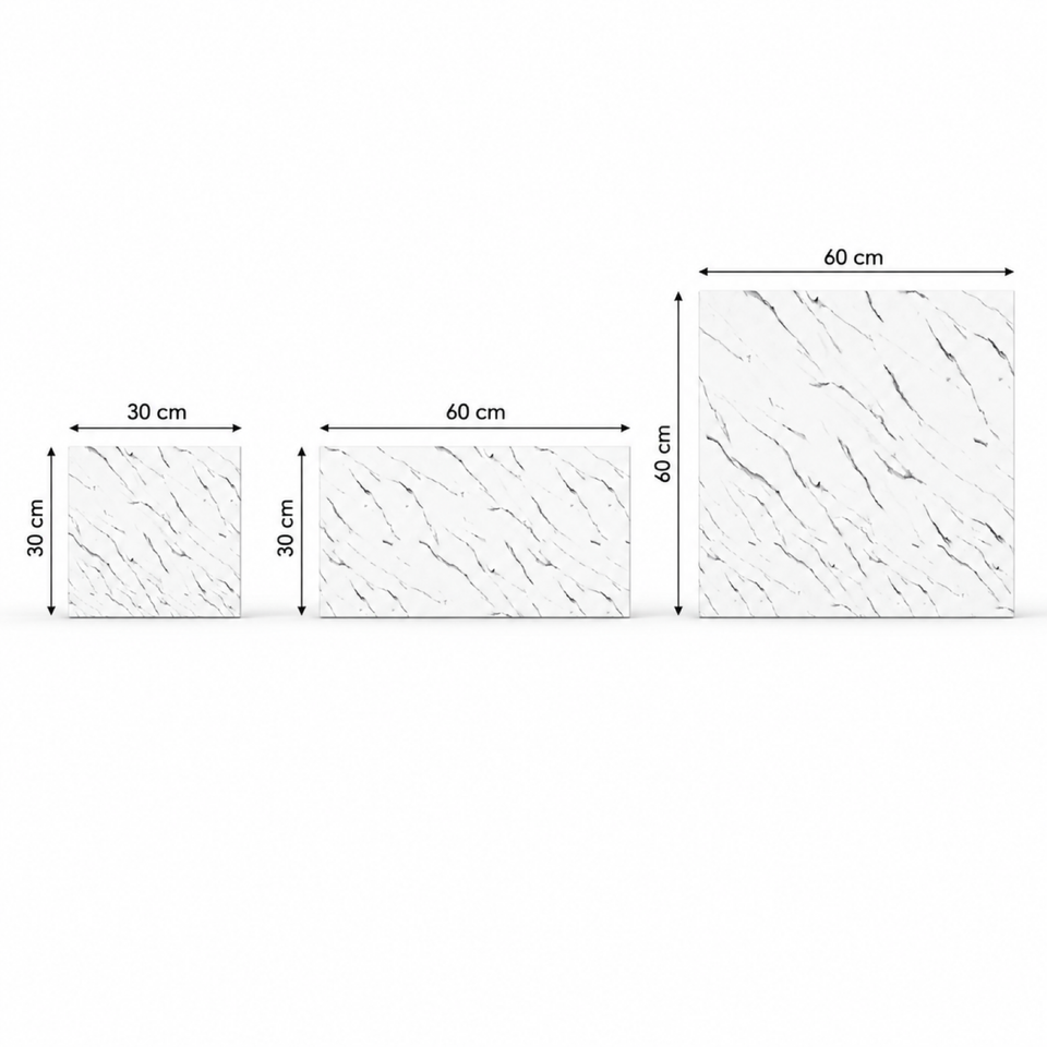 SOGA Peel & Stick Floor and Wall Tiles 60 x 60cm 10 Pack White Faux Marble