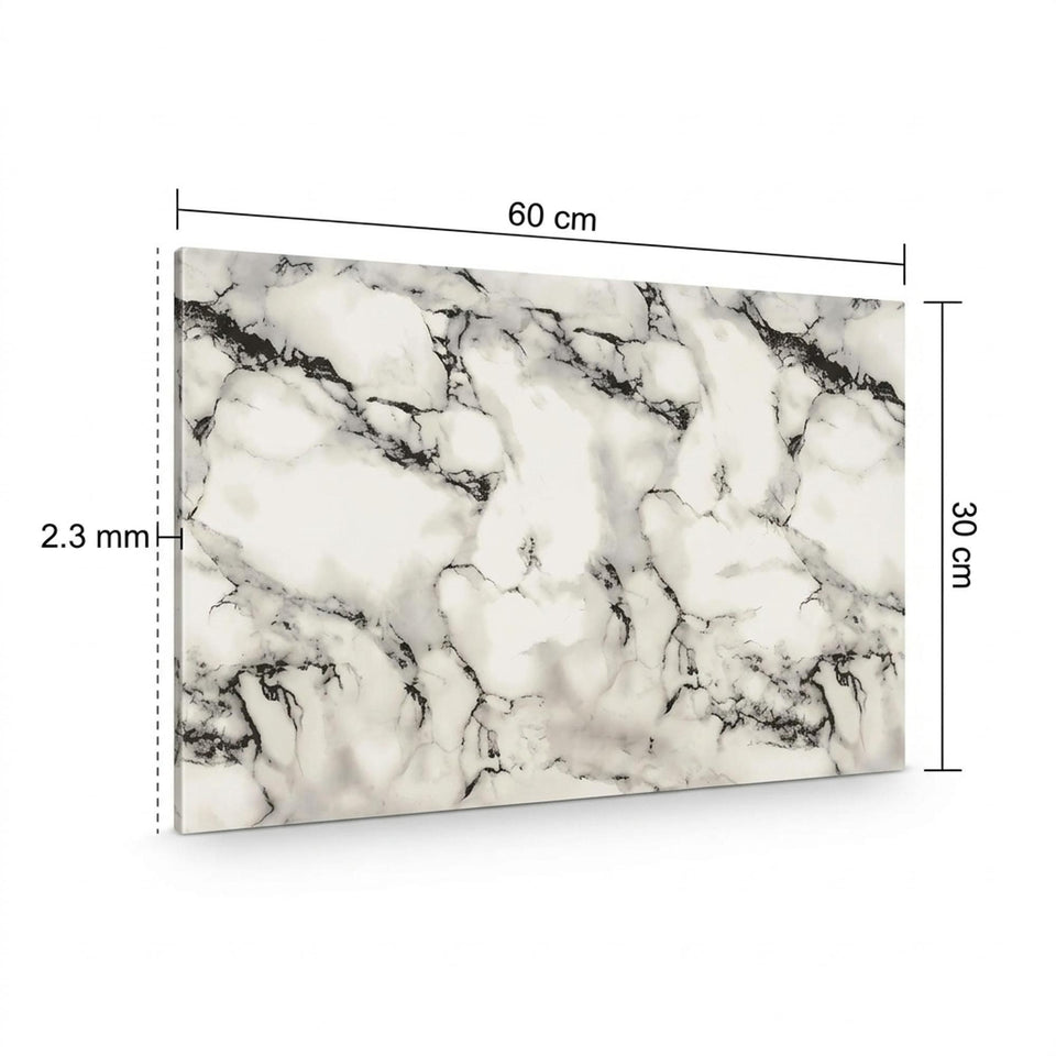 SOGA Peel & Stick Floor and Wall Tiles 30 x 60cm 10 Pack Black White Faux Marble