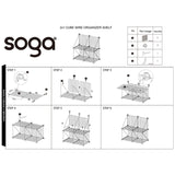SOGA Black Portable 4-Cube 2 Column Storage Organiser Foldable DIY Modular Grid Space Saving Shelf