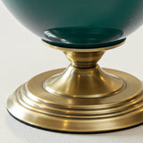 SOGA 2x 40cm Ceramic Oval Flower Vase with Gold Metal Base Green