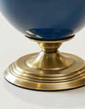 SOGA 2x 38cm Ceramic Oval Flower Vase with Gold Metal Base Dark Blue