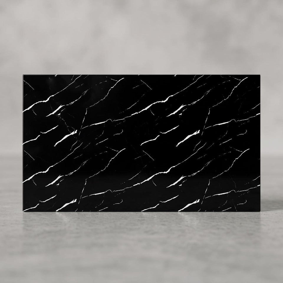 SOGA Peel & Stick Floor and Wall Tiles 30 x 60cm 10 Pack Black Faux Marble