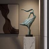 SOGA 65cm Gray Modern Abstract Dancer Sculpture with Black Base for Home Decor