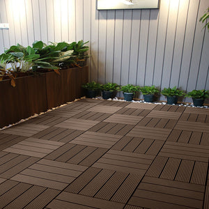 SOGA 2X 11 pcs Dark Chocolate DIY Wooden Composite Decking Tiles Garden Outdoor Backyard Flooring Home Decor