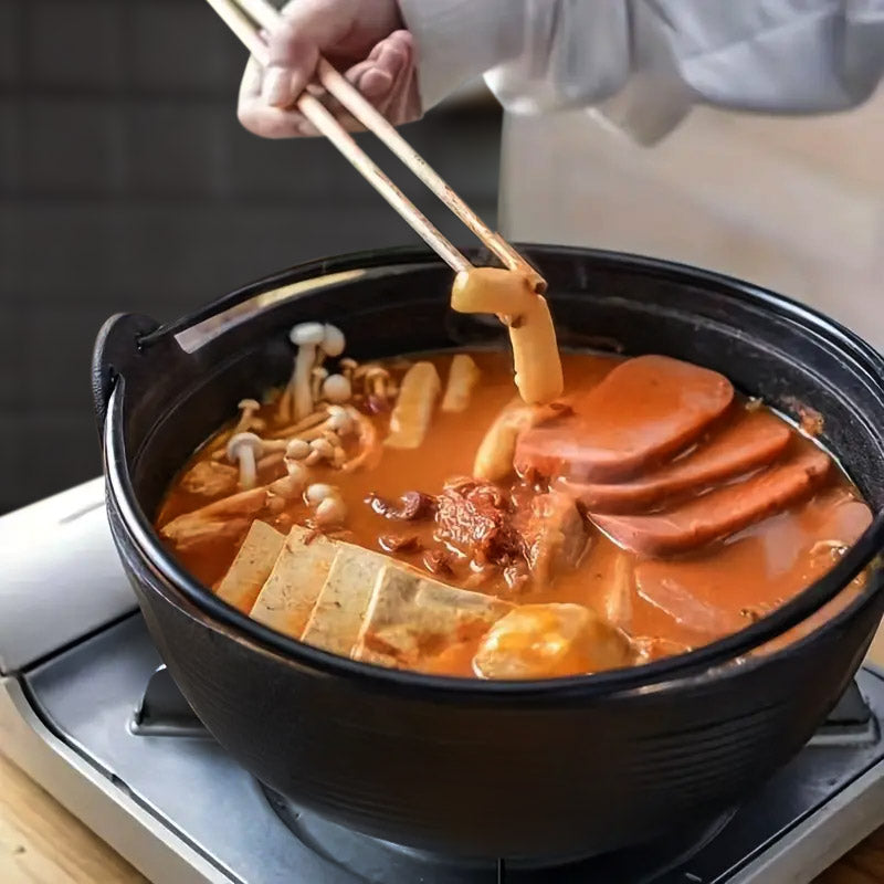 SOGA 2X 29cm Cast Iron Japanese Style Sukiyaki Tetsu Nabe Shabu Hot Pot with Wooden Lid