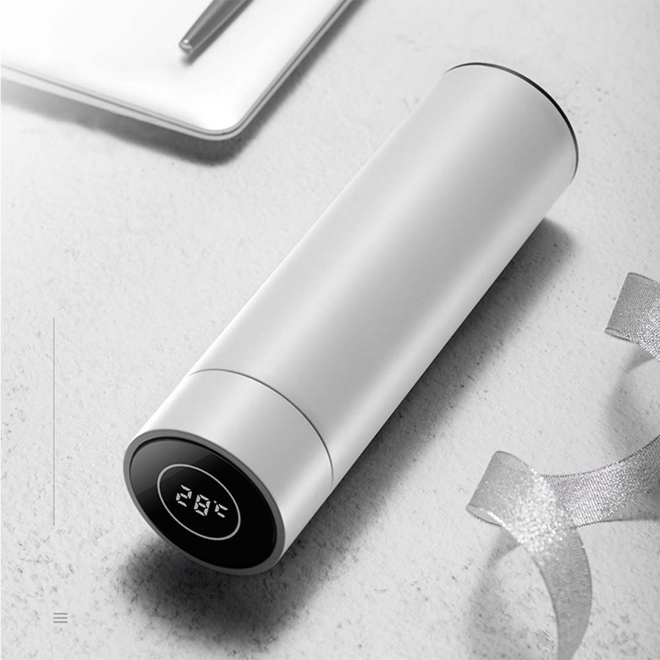 SOGA 2X 500ML Stainless Steel Smart LCD Thermometer Display Bottle Vacuum Flask Thermos White