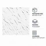 SOGA Peel & Stick Floor and Wall Tiles 60 x 60cm 10 Pack White Faux Marble
