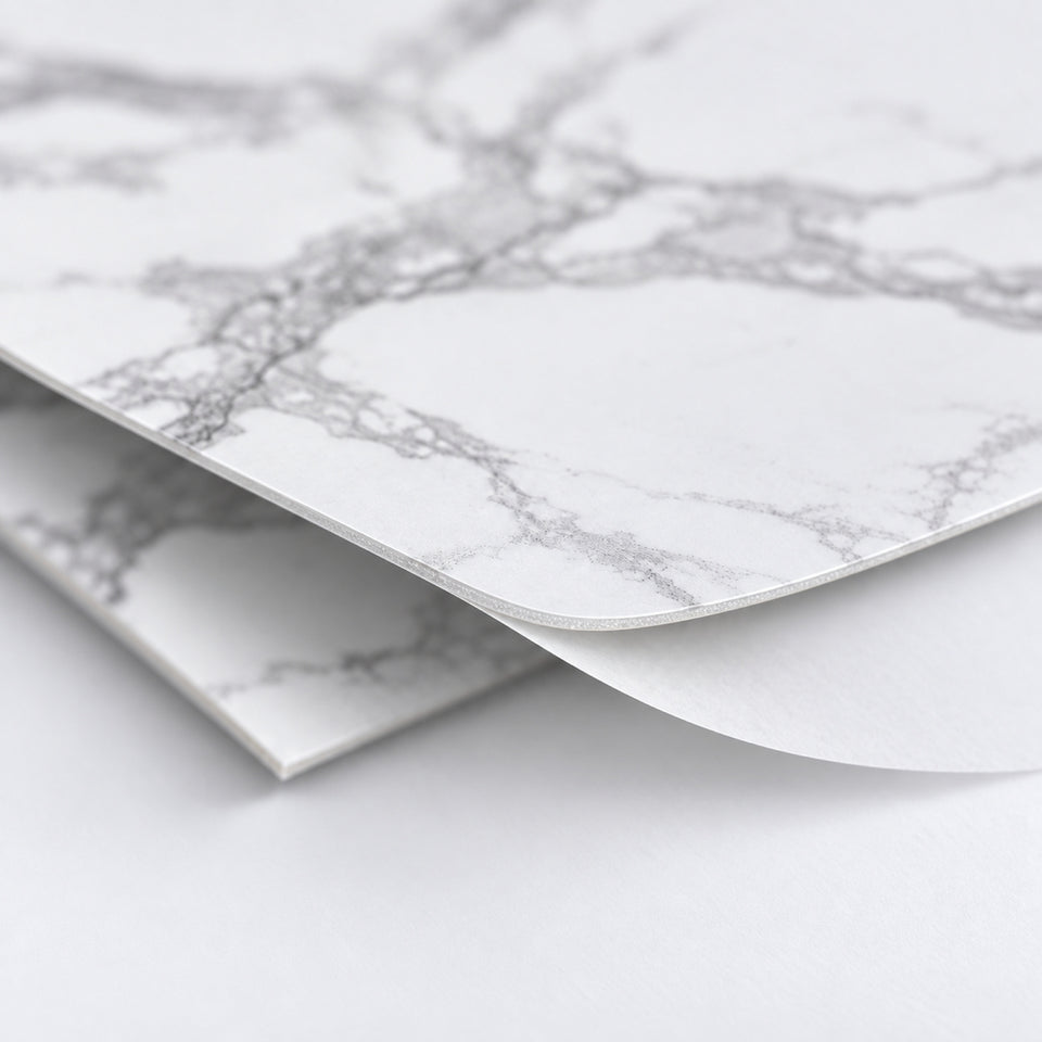 SOGA Peel & Stick Floor and Wall Tiles 30 x 30cm 10 Pack White Grey Faux Marble
