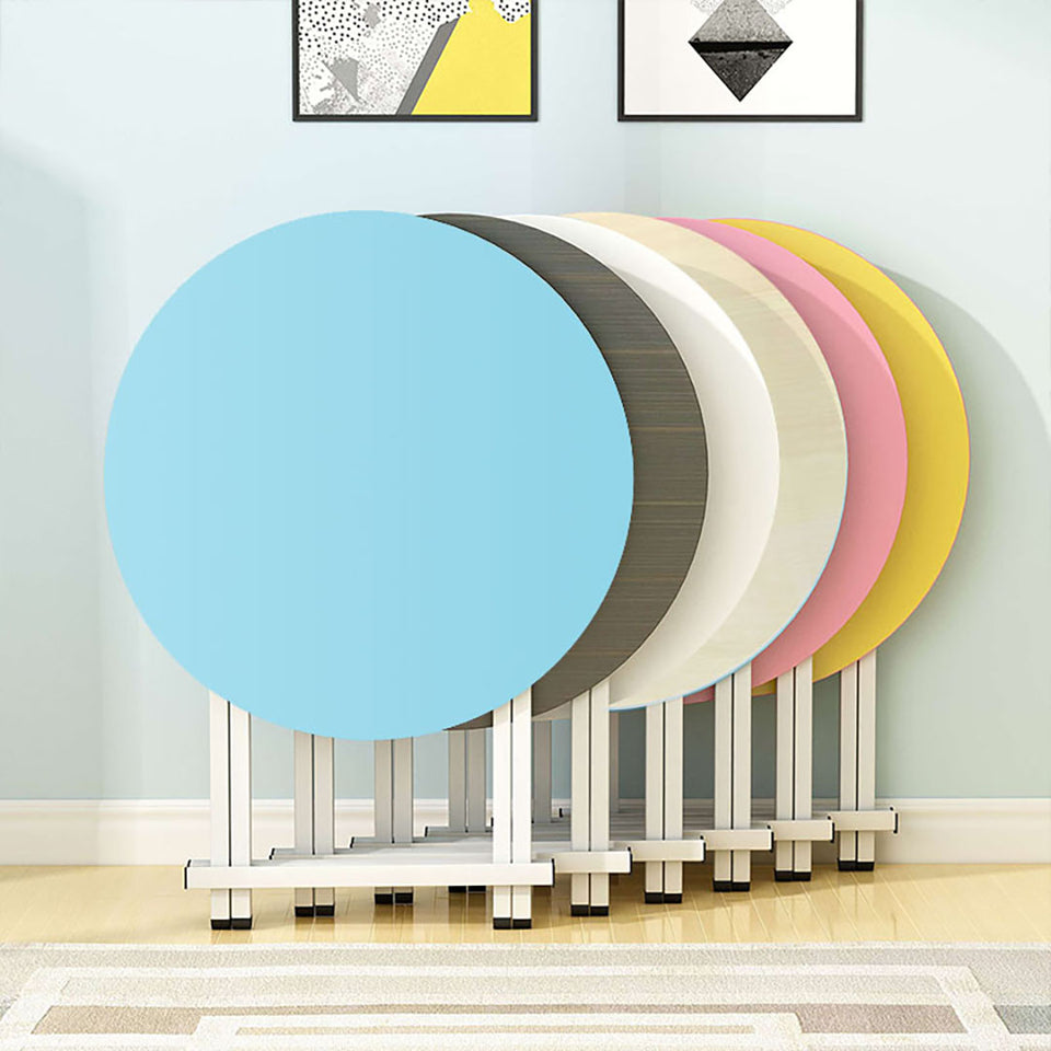 SOGA Blue Dining Table Portable Round Surface Space Saving Folding Desk Home Decor