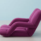 SOGA 4X Foldable Lounge Cushion Adjustable Floor Lazy Recliner Chair with Armrest- Magenta