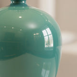 SOGA 2x 42cm Ceramic Oval Flower Vase with Gold Metal Base Green