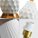 SOGA 4X Textured Ceramic Oval Table Lamp with Gold Metal Base White