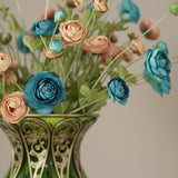 SOGA 85cm Green Glass Tall Floor Vase and 12pcs Blue Artificial Fake Flower Set