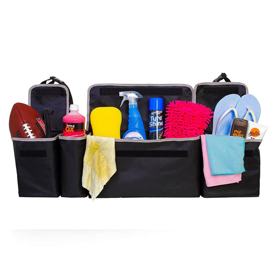 SOGA 4X Oxford Cloth Car Storage Trunk Organiser Backseat Multi-Purpose Interior Accessories Black
