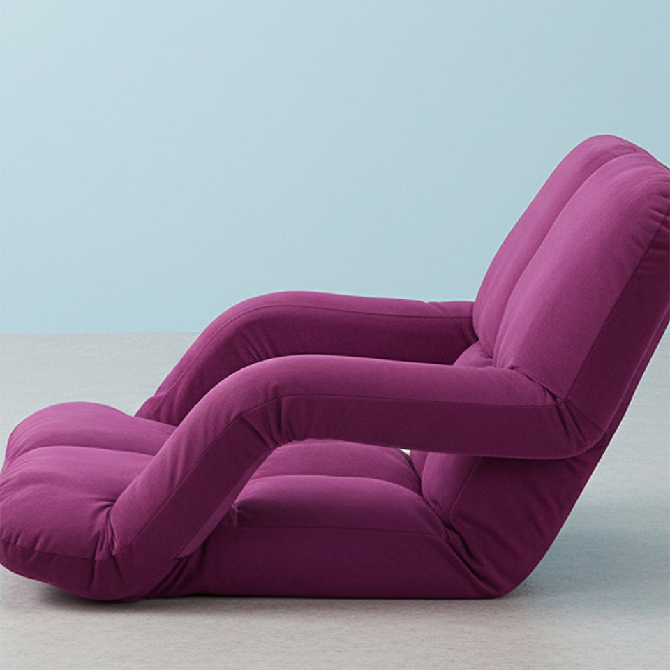SOGA Foldable Lounge Cushion Adjustable Floor Lazy Recliner Chair with Armrest - Magenta