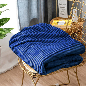 SOGA Blue Throw Blanket Warm Cozy Striped Pattern Thin Flannel Coverlet Fleece Bed Sofa Comforter