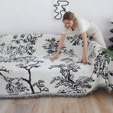 SOGA Two-seater White Sofa Cover Tree Print 180x260cm Polyester