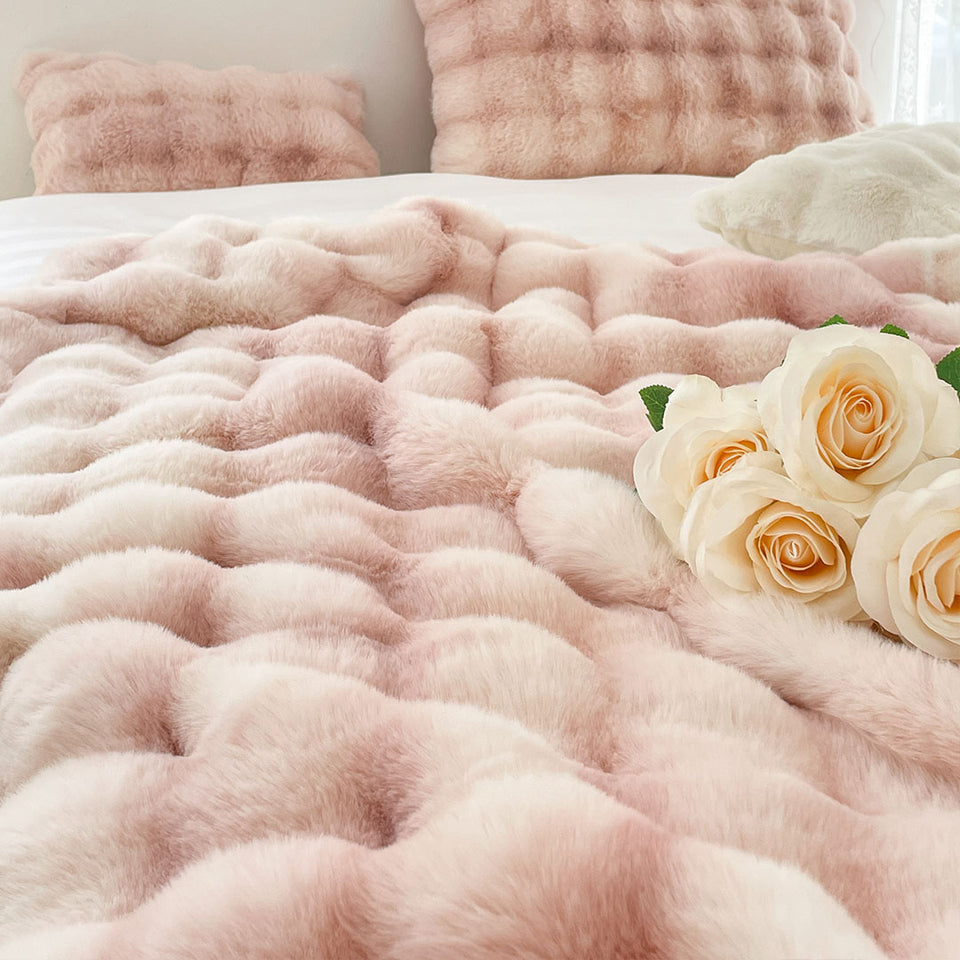 SOGA 200cm Light Pink Fuzzy Fur Throw Blanket