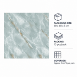 SOGA Peel & Stick Floor and Wall Tiles 60 x 60cm 10 Pack Jade Faux Marble