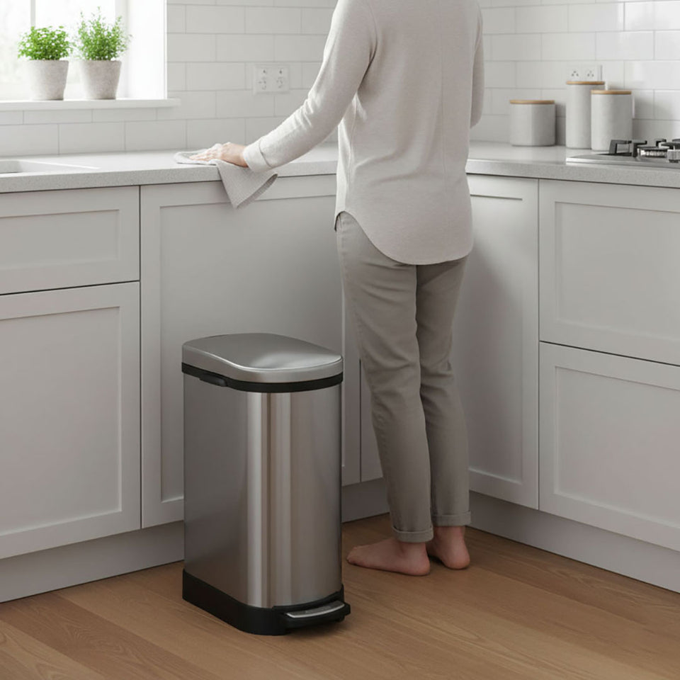 SOGA 2X Foot Pedal Stainless Steel Rubbish Recycling Garbage Waste Trash Bin 10L U