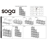 SOGA 2X White Portable 9-Cube 3 Column Storage Organiser Foldable DIY Modular Grid Space Saving Shelf 149cm