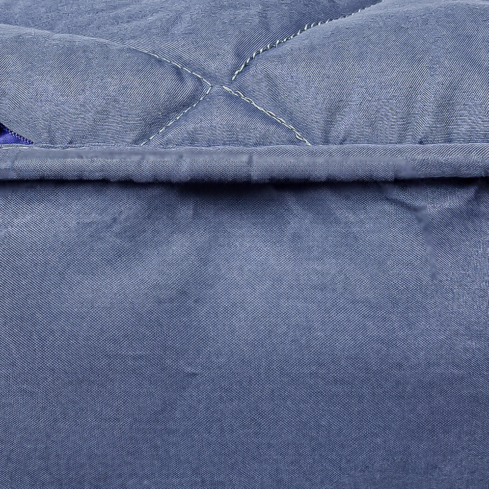 SOGA 2X Blue 183cm Wide Cross-Hatch Mattress Cover Thick Quilted Stretchable Bed Spread Sheet Protector with Pillow Covers