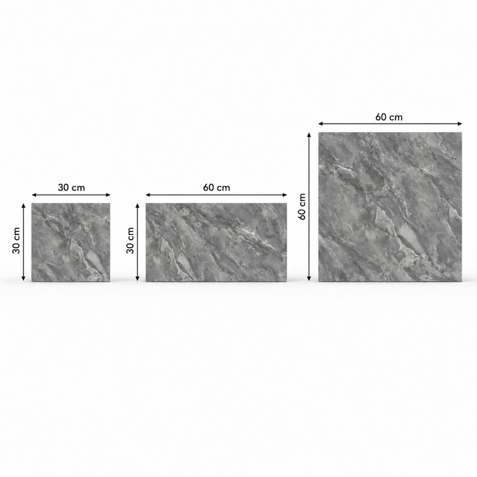 SOGA Peel & Stick Floor and Wall Tiles 60 x 60cm 10 Pack Grey Faux Marble