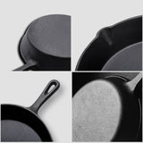 SOGA 2X 26cm Round Cast Iron Frying Pan Skillet Steak Sizzle Platter with Handle