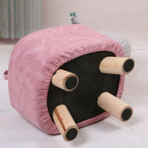 SOGA 2X Orange Children Bench Monkey Character Round Ottoman Stool Soft Small Comfy Seat Home Decor