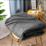 SOGA Grey Throw Blanket Warm Cozy Striped Pattern Thin Flannel Coverlet Fleece Bed Sofa Comforter