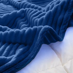 SOGA Blue Throw Blanket Warm Cozy Striped Pattern Thin Flannel Coverlet Fleece Bed Sofa Comforter