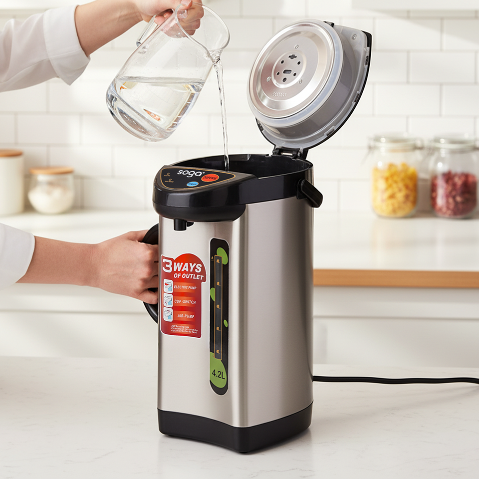SOGA 2X 4.2L Silver Electric Kettle Water Boiler 3 Dispensing Modes Keep Warm