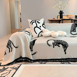 SOGA Four-seater White Sofa Cover Leopard Print 180x420cm Polyester