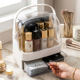 SOGA 2X 2 Tier White Countertop Makeup Cosmetic Storage Organiser Skincare Holder Jewelry Storage Box with Handle