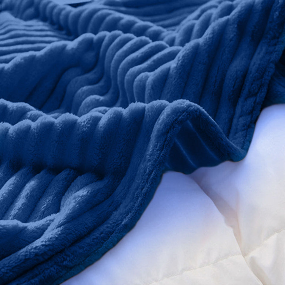 SOGA 2X Blue Throw Blanket Warm Cozy Striped Pattern Thin Flannel Coverlet Fleece Bed Sofa Comforter