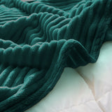 SOGA 2X Dark GreenThrow Blanket Warm Cozy Striped Pattern Thin Flannel Coverlet Fleece Bed Sofa Comforter