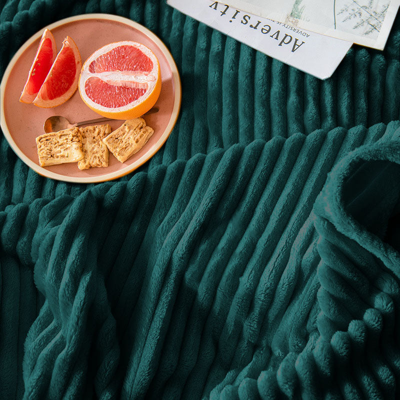SOGA 2X Dark GreenThrow Blanket Warm Cozy Striped Pattern Thin Flannel Coverlet Fleece Bed Sofa Comforter
