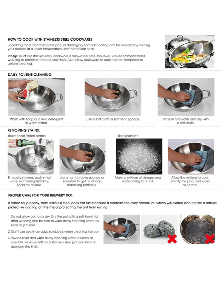 SOGA Stainless Steel Induction Fry Pan Set 22cm & 36cm