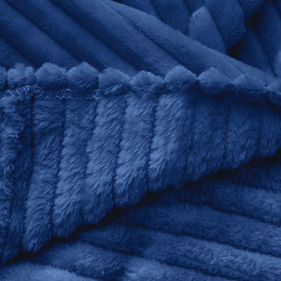 SOGA 2X Blue Throw Blanket Warm Cozy Striped Pattern Thin Flannel Coverlet Fleece Bed Sofa Comforter