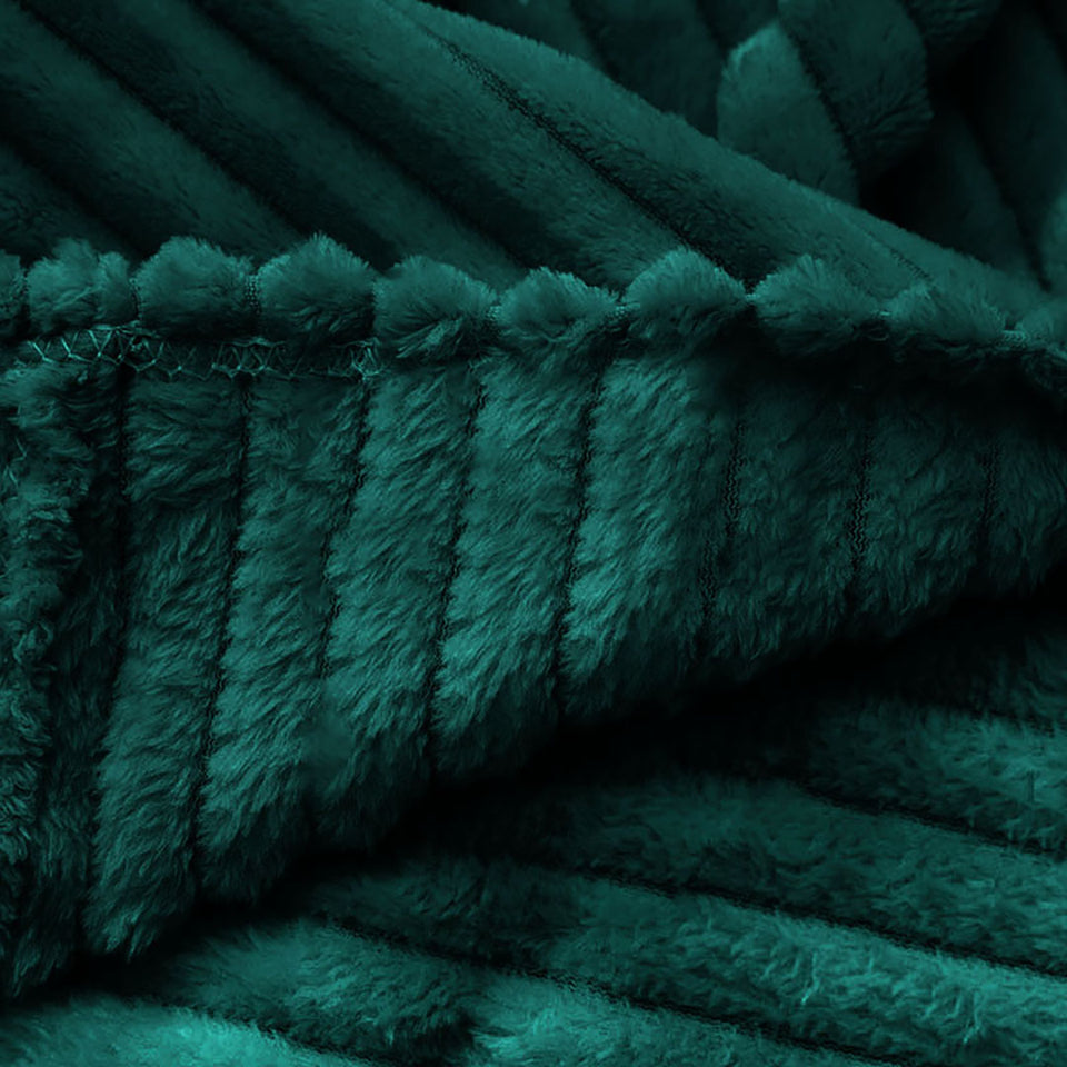 SOGA Dark Green Throw Blanket Warm Cozy Striped Pattern Thin Flannel Coverlet Fleece Bed Sofa Comforter