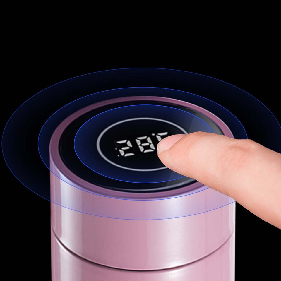SOGA 2X 500ML Stainless Steel Smart LCD Thermometer Display Bottle Vacuum Flask Thermos Pink