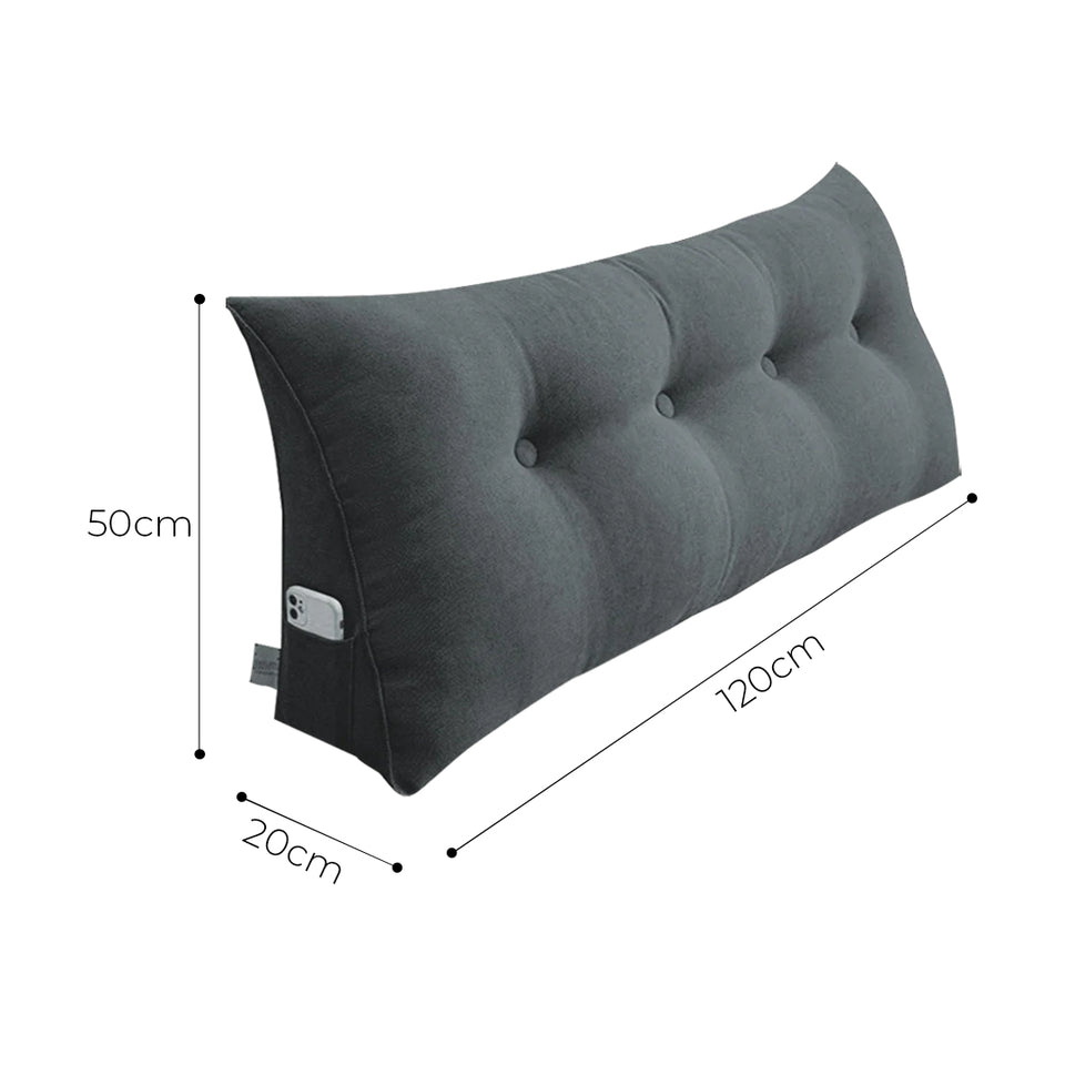 SOGA 2X 120cm Dark Grey Triangular Wedge Bed Pillow Headboard Backrest Bedside Tatami Cushion Home Decor