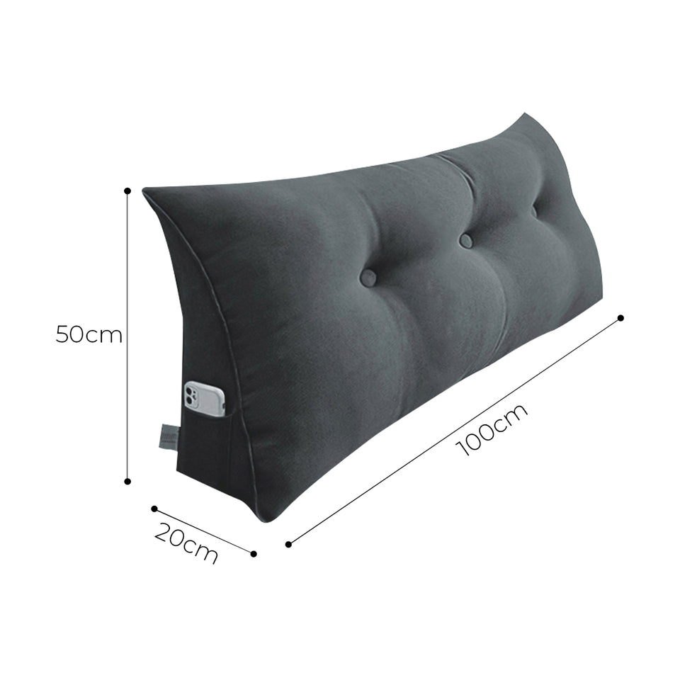 SOGA 4X 100cm Dark Grey Triangular Wedge Bed Pillow Headboard Backrest Bedside Tatami Cushion Home Decor
